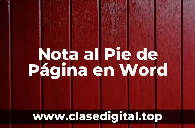 Nota al Pie de Página en Word