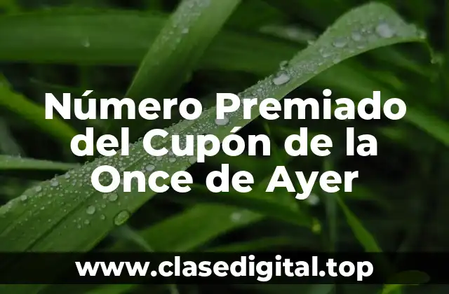 Número Premiado del Cupón de la Once de Ayer