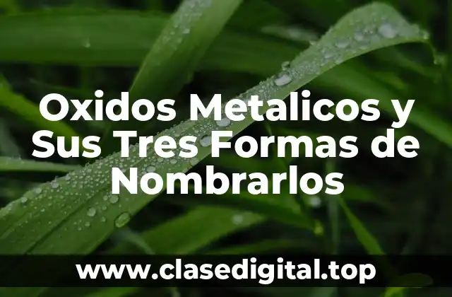 Oxidos Metalicos y Sus Tres Formas de Nombrarlos
