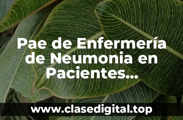 Pae de Enfermería de Neumonia en Pacientes Pediátricos