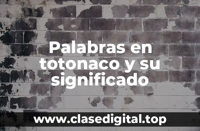 Palabras en totonaco y su significado