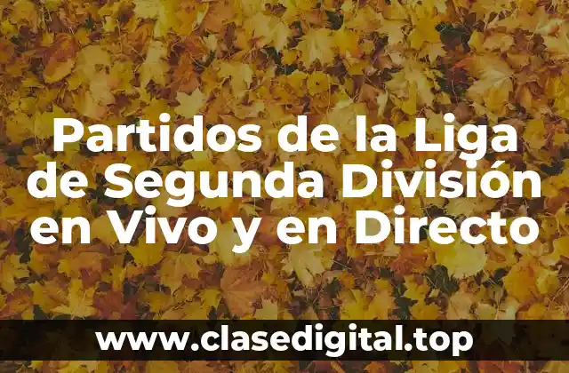 Partidos de la Liga de Segunda División en Vivo y en Directo