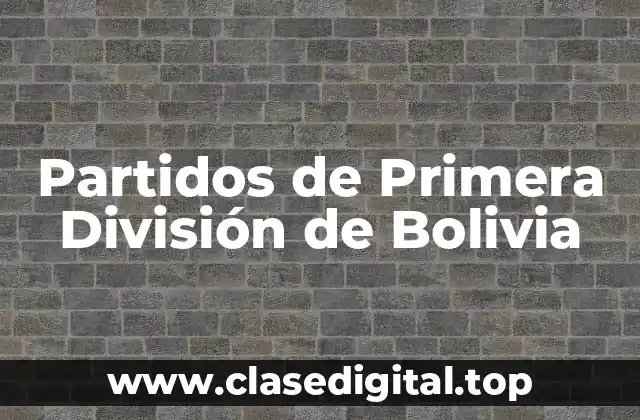 Partidos de Primera División de Bolivia