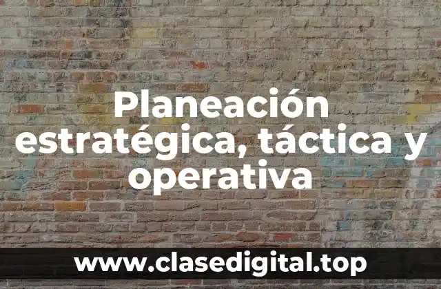 Planeación estratégica, táctica y operativa