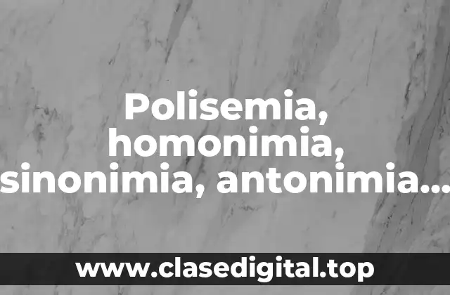 Polisemia, homonimia, sinonimia, antonimia y paronimia