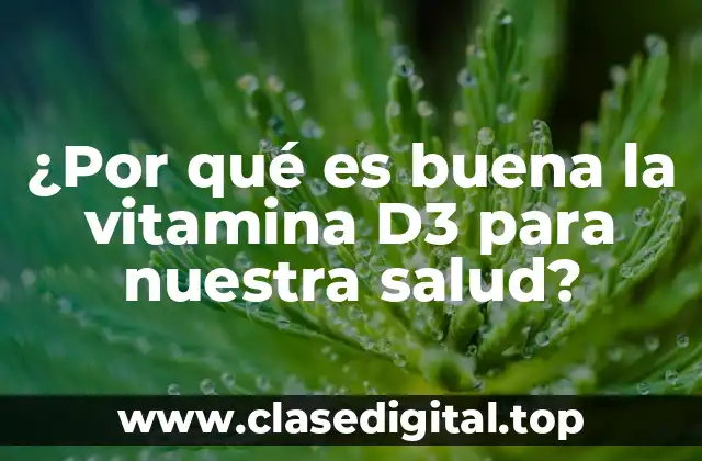 ¿Por qué es buena la vitamina D3 para nuestra salud?