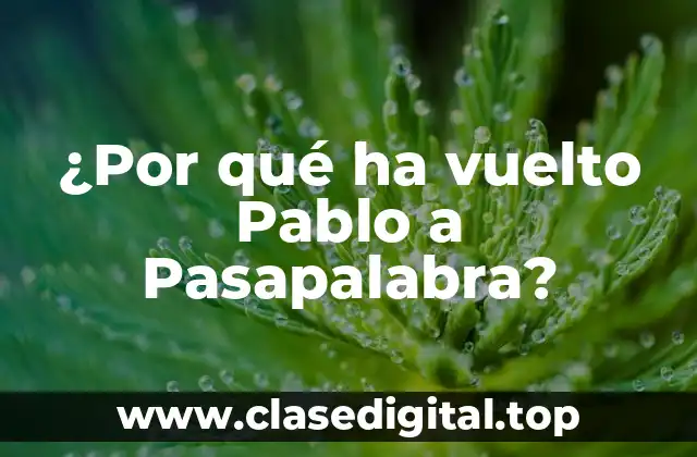 ¿Por qué ha vuelto Pablo a Pasapalabra?