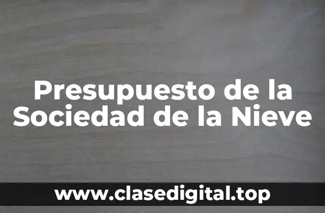 Presupuesto de la Sociedad de la Nieve