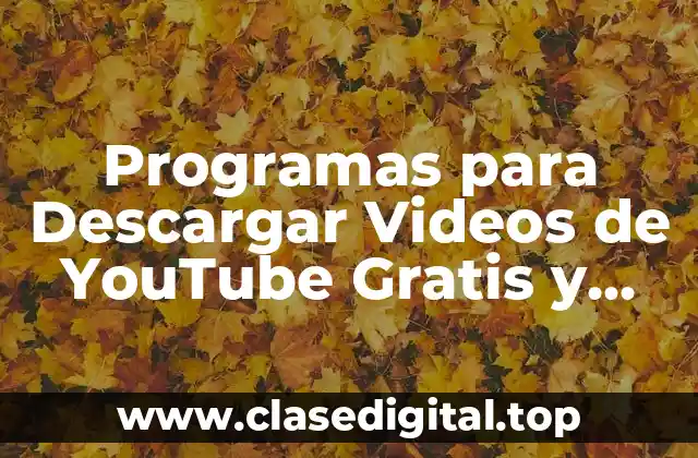 Programas para Descargar Videos de YouTube Gratis y Seguros