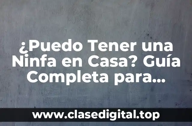 ¿Puedo Tener una Ninfa en Casa? Guía Completa para Cuidar de una Ninfa