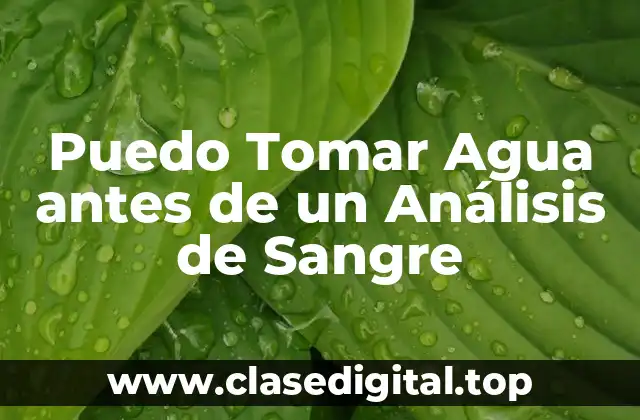 Puedo Tomar Agua antes de un Análisis de Sangre
