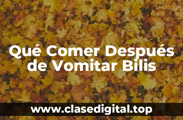 Qué Comer Después de Vomitar Bilis