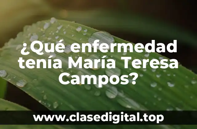 ¿Qué enfermedad tenía María Teresa Campos?