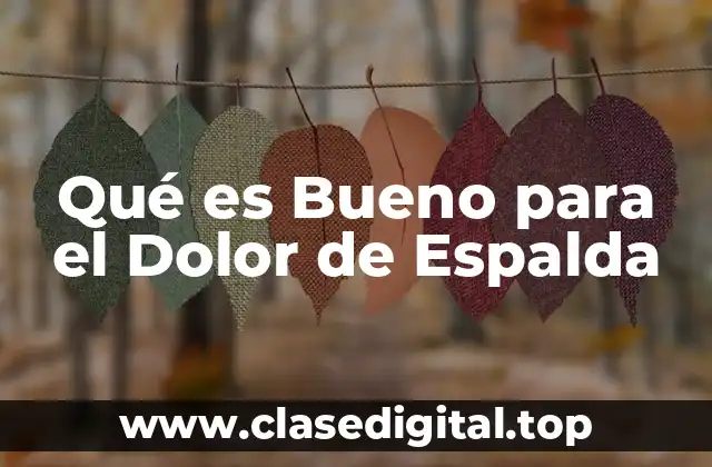 Qué es Bueno para el Dolor de Espalda