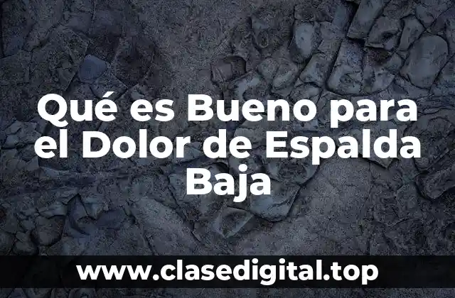 Qué es Bueno para el Dolor de Espalda Baja