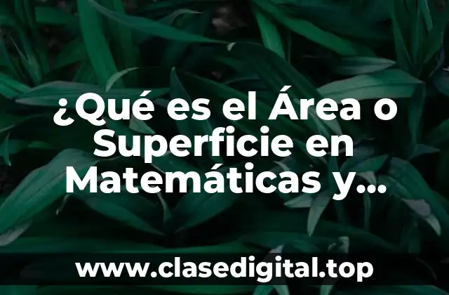¿Qué es el Área o Superficie en Matemáticas y Geometría?