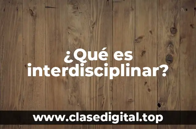 ¿Qué es interdisciplinar?
