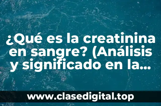 ¿Qué es la creatinina en sangre? (Análisis y significado en la función renal)