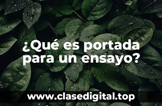 ¿Qué es portada para un ensayo?