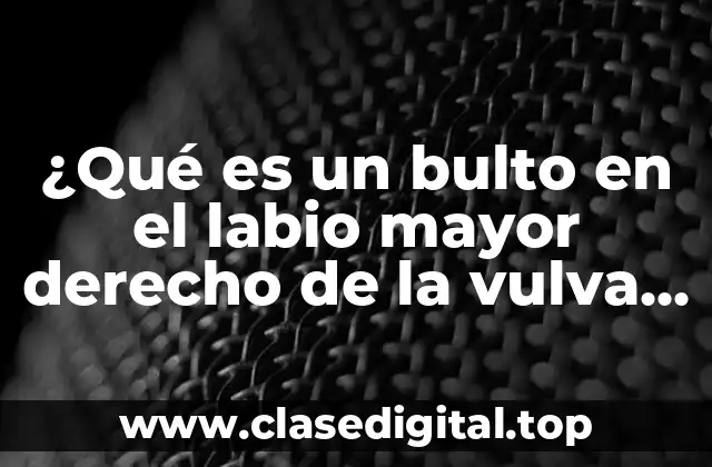 ¿Qué es un bulto en el labio mayor derecho de la vulva y cómo tratarlo?