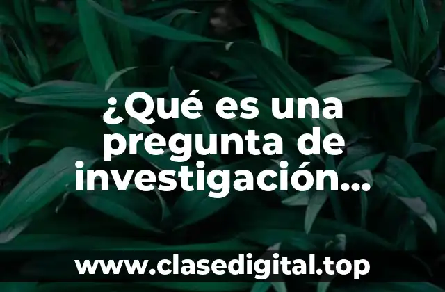 ¿Qué es una pregunta de investigación ejemplos?