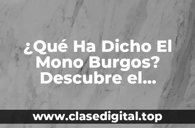 ¿Qué Ha Dicho El Mono Burgos? Descubre el Significado Detrás de la Frase