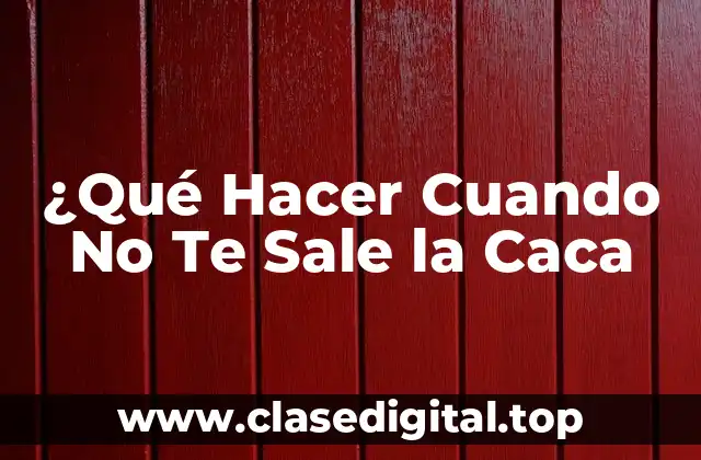 ¿Qué Hacer Cuando No Te Sale la Caca