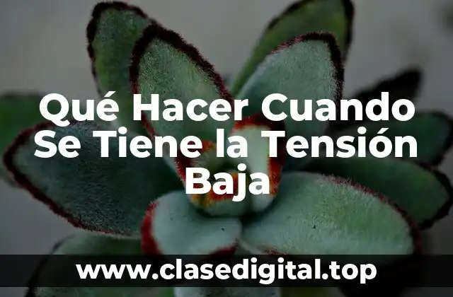 Qué Hacer Cuando Se Tiene la Tensión Baja