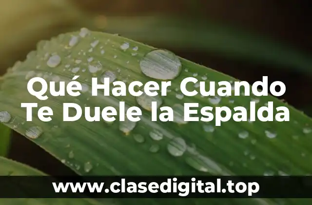 Qué Hacer Cuando Te Duele la Espalda