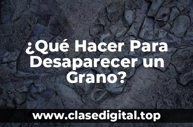 ¿Qué Hacer Para Desaparecer un Grano?