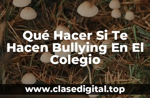 Qué Hacer Si Te Hacen Bullying En El Colegio