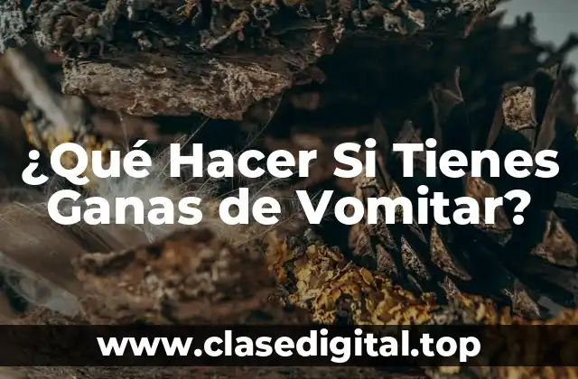 ¿Qué Hacer Si Tienes Ganas de Vomitar?