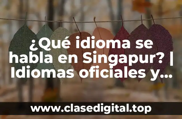¿Qué idioma se habla en Singapur? | Idiomas oficiales y lenguas habladas