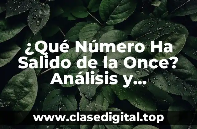 ¿Qué Número Ha Salido de la Once? Análisis y Estadísticas de los Números Ganadores