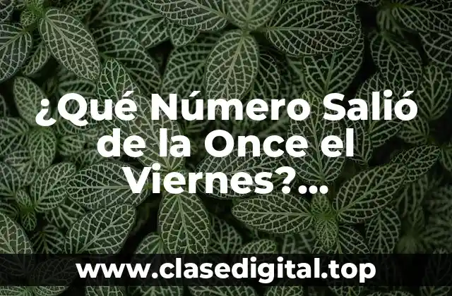 ¿Qué Número Salió de la Once el Viernes? ¡Descúbrelo Aquí!