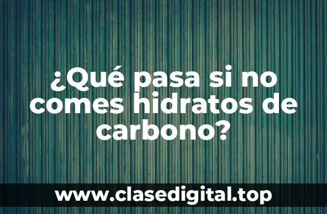 ¿Qué pasa si no comes hidratos de carbono?