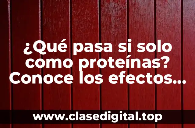 ¿Qué pasa si solo como proteínas? Conoce los efectos en tu cuerpo