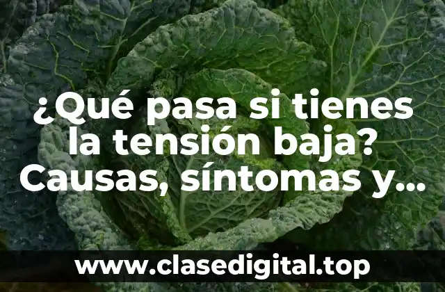 ¿Qué pasa si tienes la tensión baja? Causas, síntomas y tratamientos
