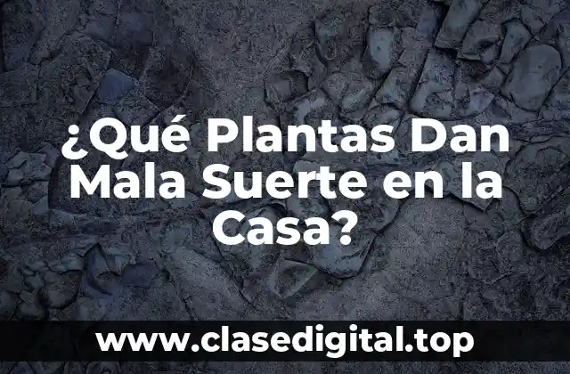 ¿Qué Plantas Dan Mala Suerte en la Casa?