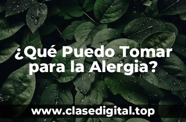 ¿Qué Puedo Tomar para la Alergia?
