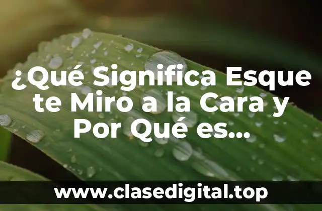 ¿Qué Significa Esque te Miro a la Cara y Por Qué es Importante en las Relaciones?