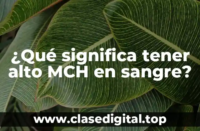 ¿Qué significa tener alto MCH en sangre?