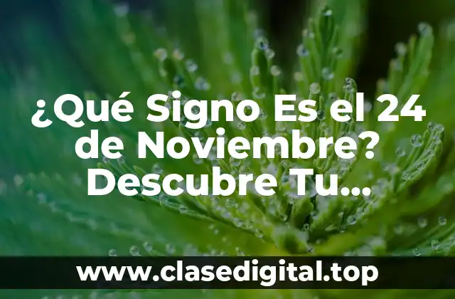 ¿Qué Signo Es el 24 de Noviembre? Descubre Tu Horóscopo