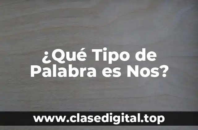 ¿Qué Tipo de Palabra es Nos?