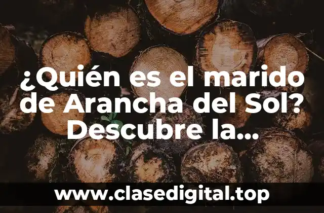 ¿Quién es el marido de Arancha del Sol? Descubre la respuesta