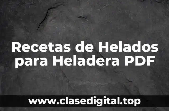 Recetas de Helados para Heladera PDF