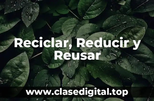 Reciclar, Reducir y Reusar
