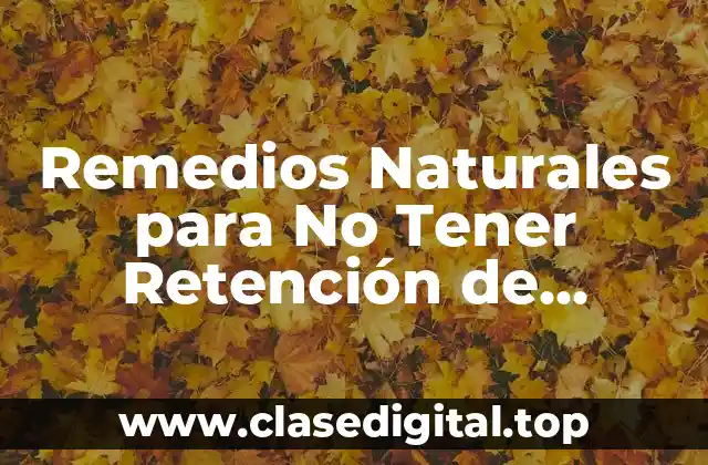 Remedios Naturales para No Tener Retención de Líquidos