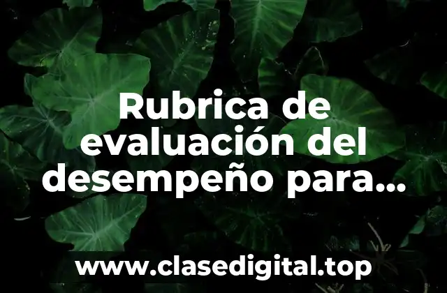 Rubrica de evaluación del desempeño para nivel supervisor