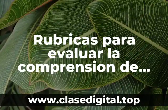 Rubricas para evaluar la comprension de textos narrativos